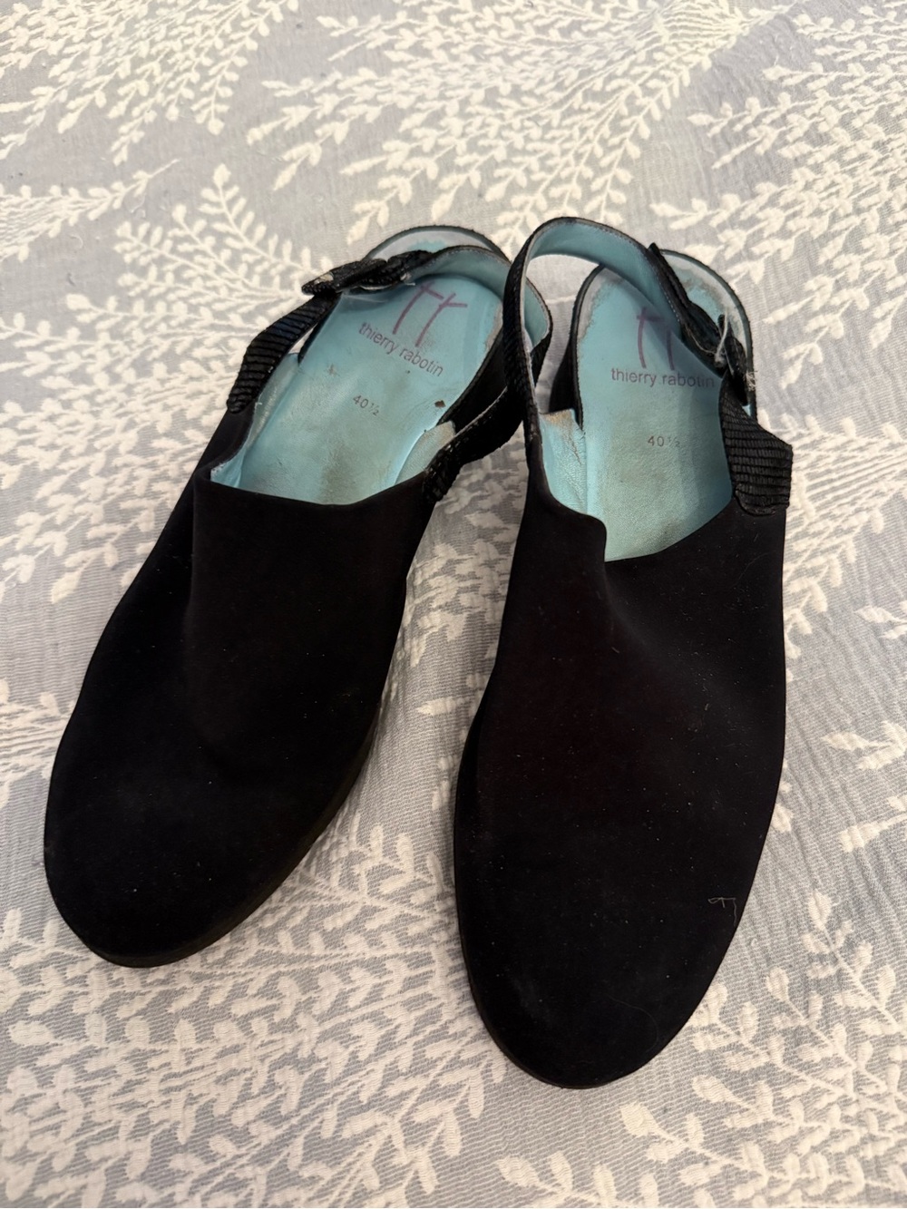 Thierry Rabotin Black Suede Slingback Mules 40.5